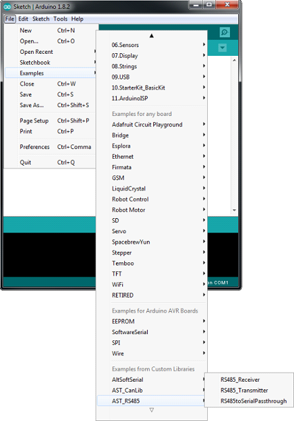 Arduino IDEのExamplesからコードを書き込む