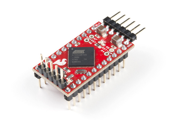 AST-CAN485のヘッダーピンをはんだ付けした状態