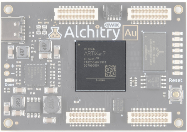 Alchitry Au基板上のXilinx Artix 7 FPGA