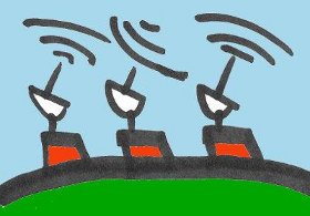 衛星がGPSデータを送受信している様子