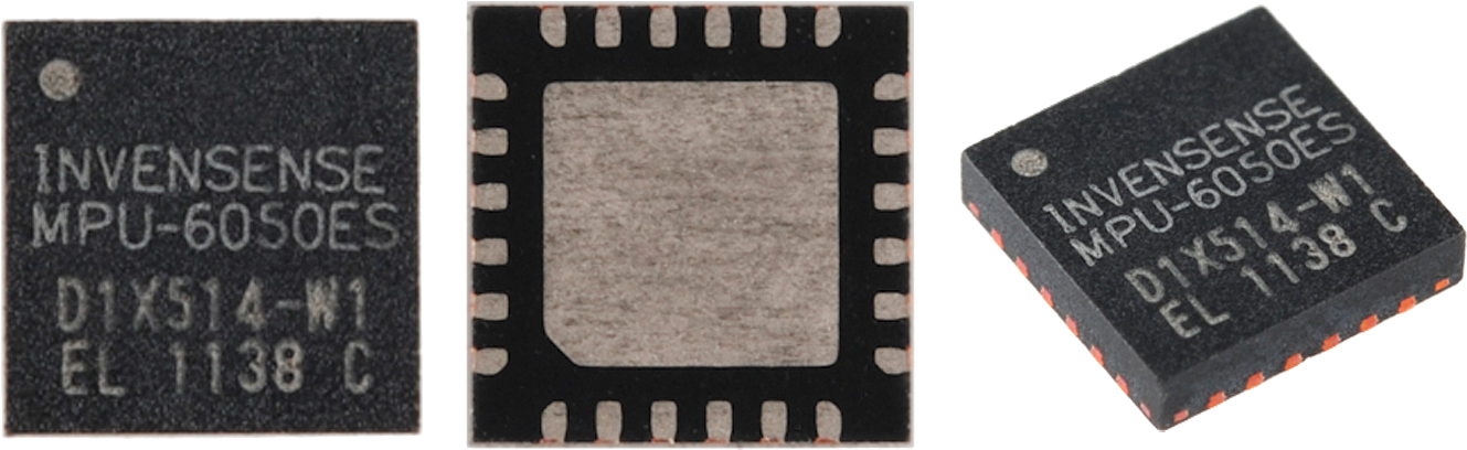 多機能なMPU-6050 IMUセンサーは、比較的小さなQFNパッケージに収められており、合計24本のピンがICの底面の縁に隠れている
