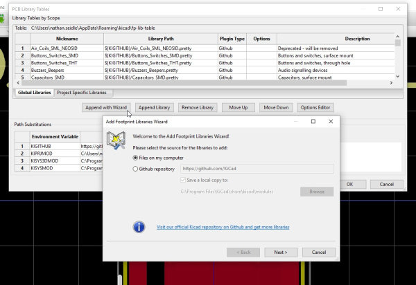 Add Footprint Libraries Wizard