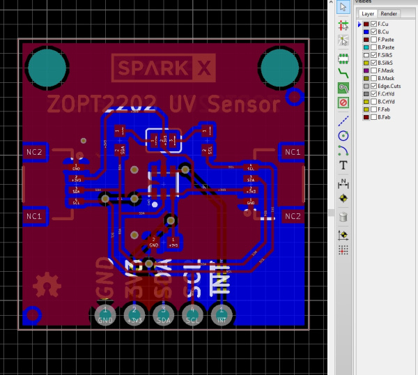 色分けされたPCBレイヤー