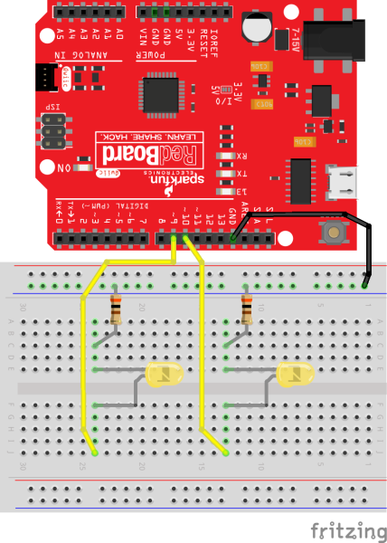 LEDがフェードイン・フェードアウトする回路図