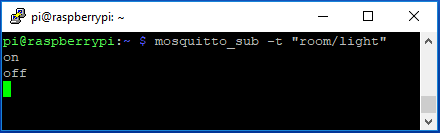 ブローカー側で確認したMQTTスイッチのテスト