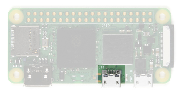 Pi ZeroのUSB OTGを強調表示した写真