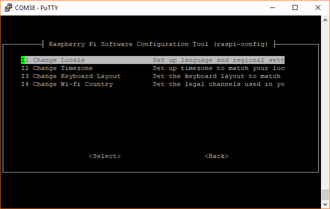 Raspberry Piのraspi-config画面