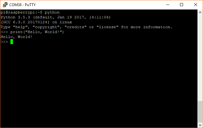 シリアルターミナルからRaspberry PiでPythonを実行する