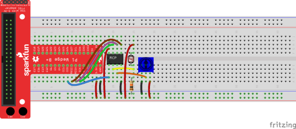 MCP3002を接続するPi WedgeのFritzing図