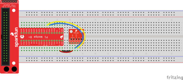 Pi WedgeでTMP102温度センサーに接続するFritzing図