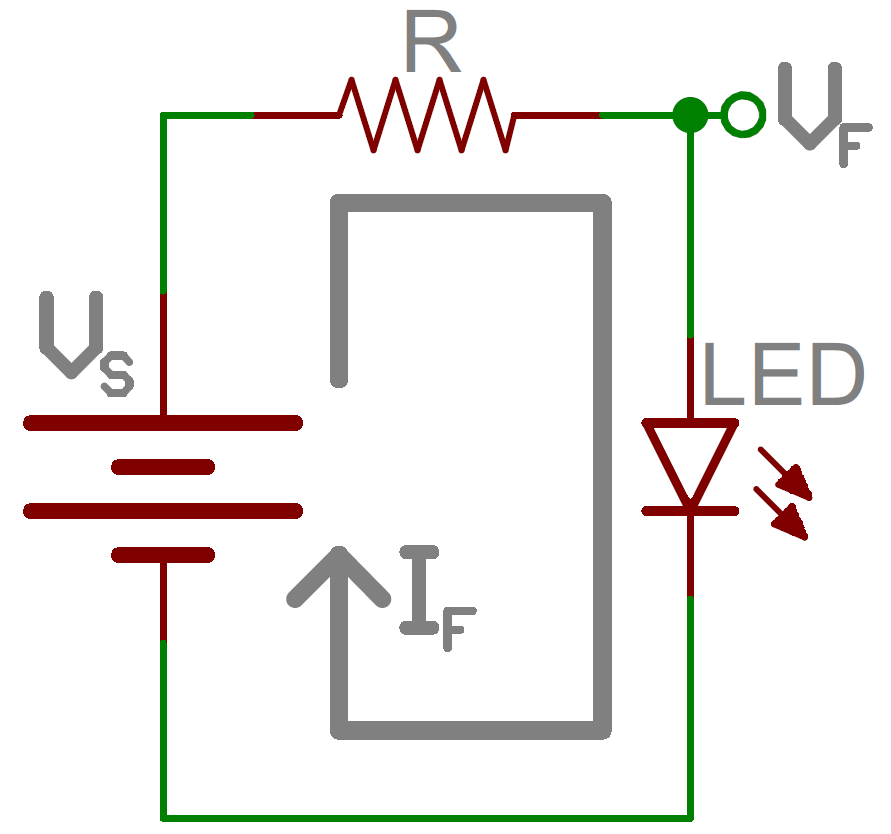 LEDと直列につないだ電流制限抵抗