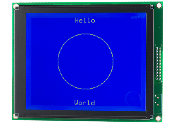 パソコンからFTDI経由でLCDに文字を表示している様子