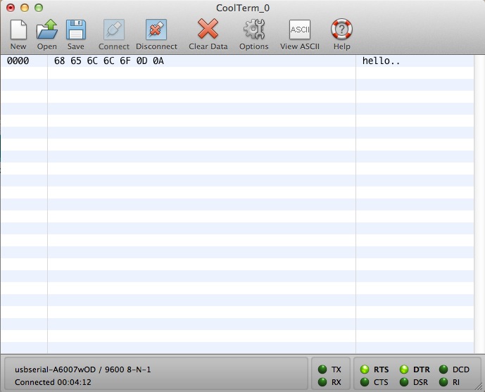 CoolTermのHex View機能