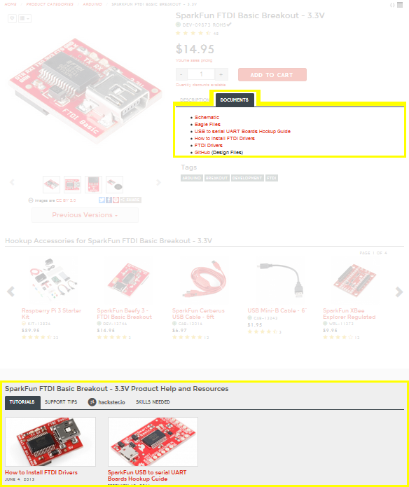 SparkFunの製品ページ